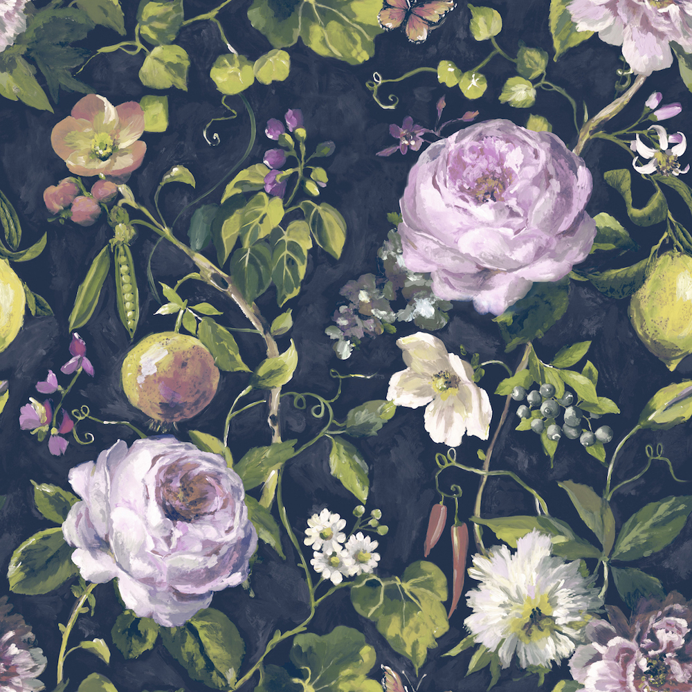 Holden Decor Viola Vintage Floral Navy Wallpaper - Vintage Floral Wallpaper Uk - HD Wallpaper 