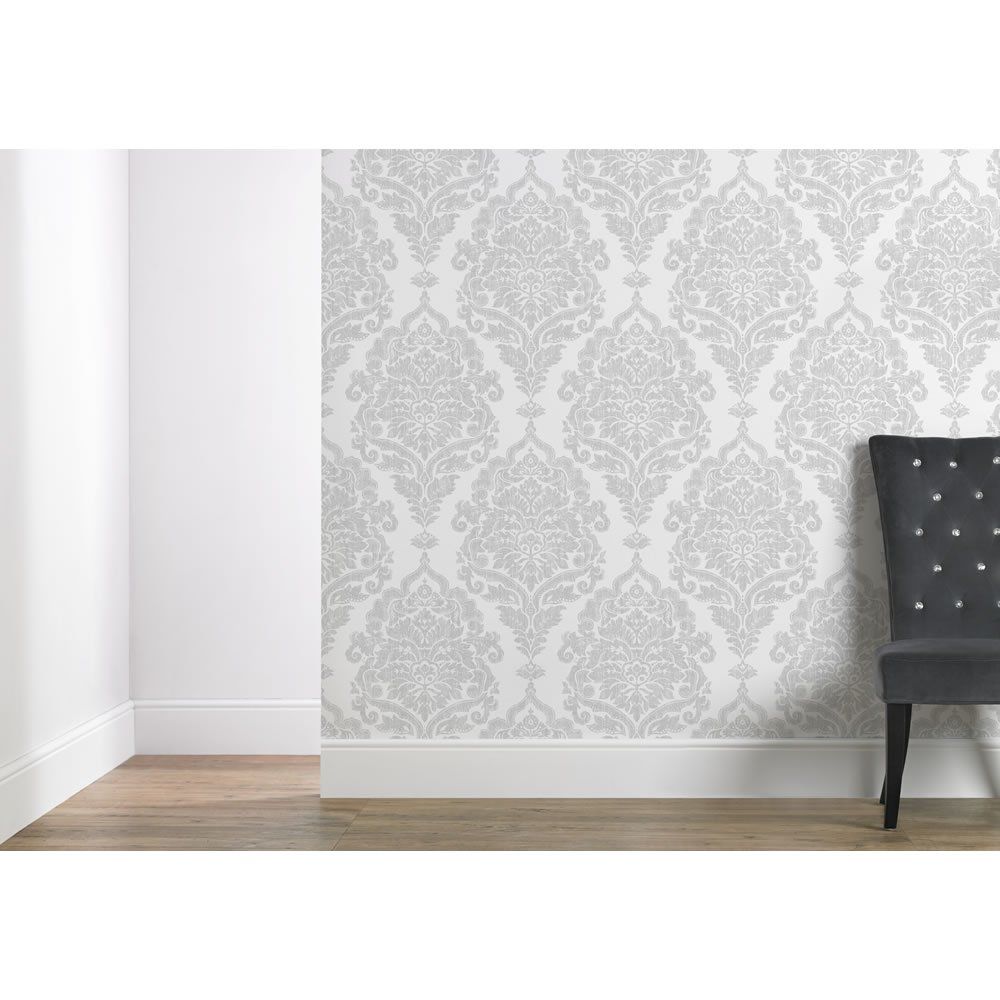 Grey And Silver Wallpaper Wilko - HD Wallpaper 
