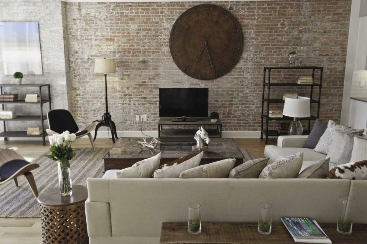 Brick Wallpaper Ideas For Living Room On Wallpapergetcom - Brick Loft Apartment Living Room - HD Wallpaper 