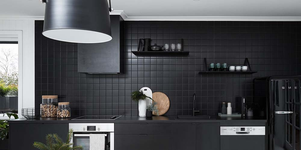 Scandinavian Kitchen Design Black And Red - HD Wallpaper 