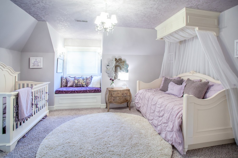 Detroit Audrey Hepburn Bedroom With Traditional Baby - Rooms With Light Purple Carpet - HD Wallpaper 