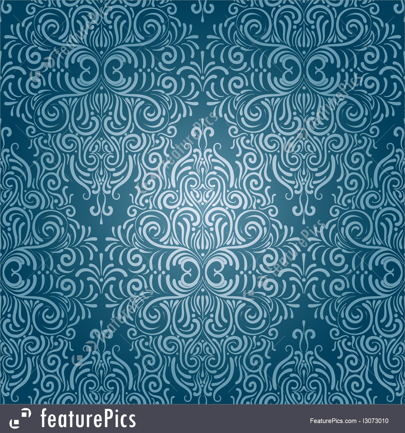 Vector Seamless Vintage Wallpaper - Blue Vintage - HD Wallpaper 