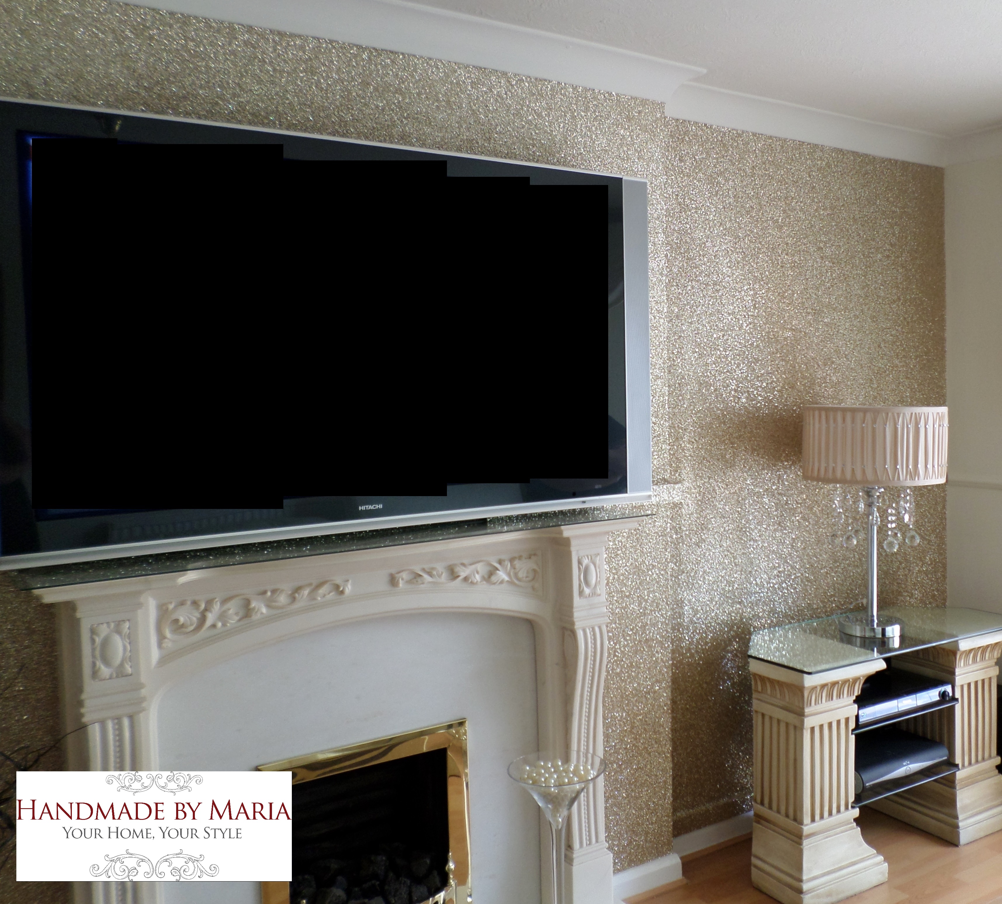 Gold Glitter Wallpaper Living Room - HD Wallpaper 