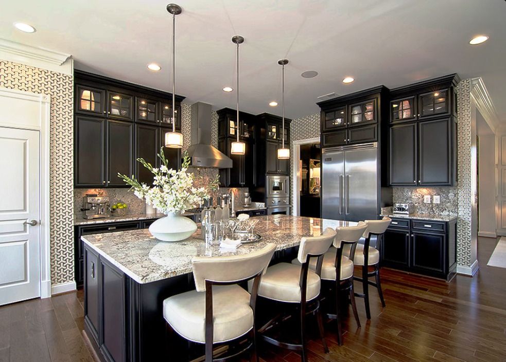 Kitchen Dark Cabinets Light Counters - HD Wallpaper 