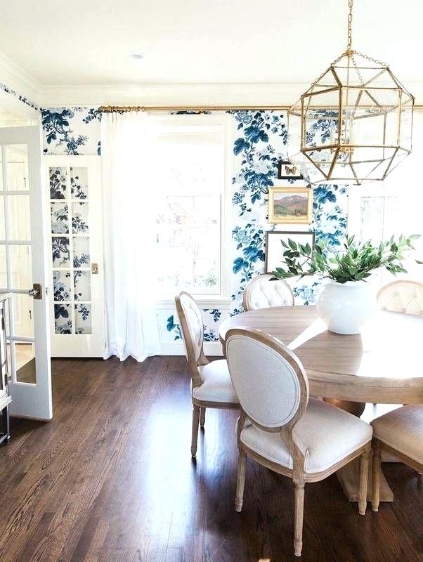 Dining Room Wallpaper Classic White And Blue Floral - Floral Wallpaper Dining Room - HD Wallpaper 
