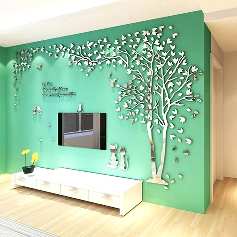 Tree Design On Wall New Tree Design Background Wall - Wall Decor Tree Mirror - HD Wallpaper 