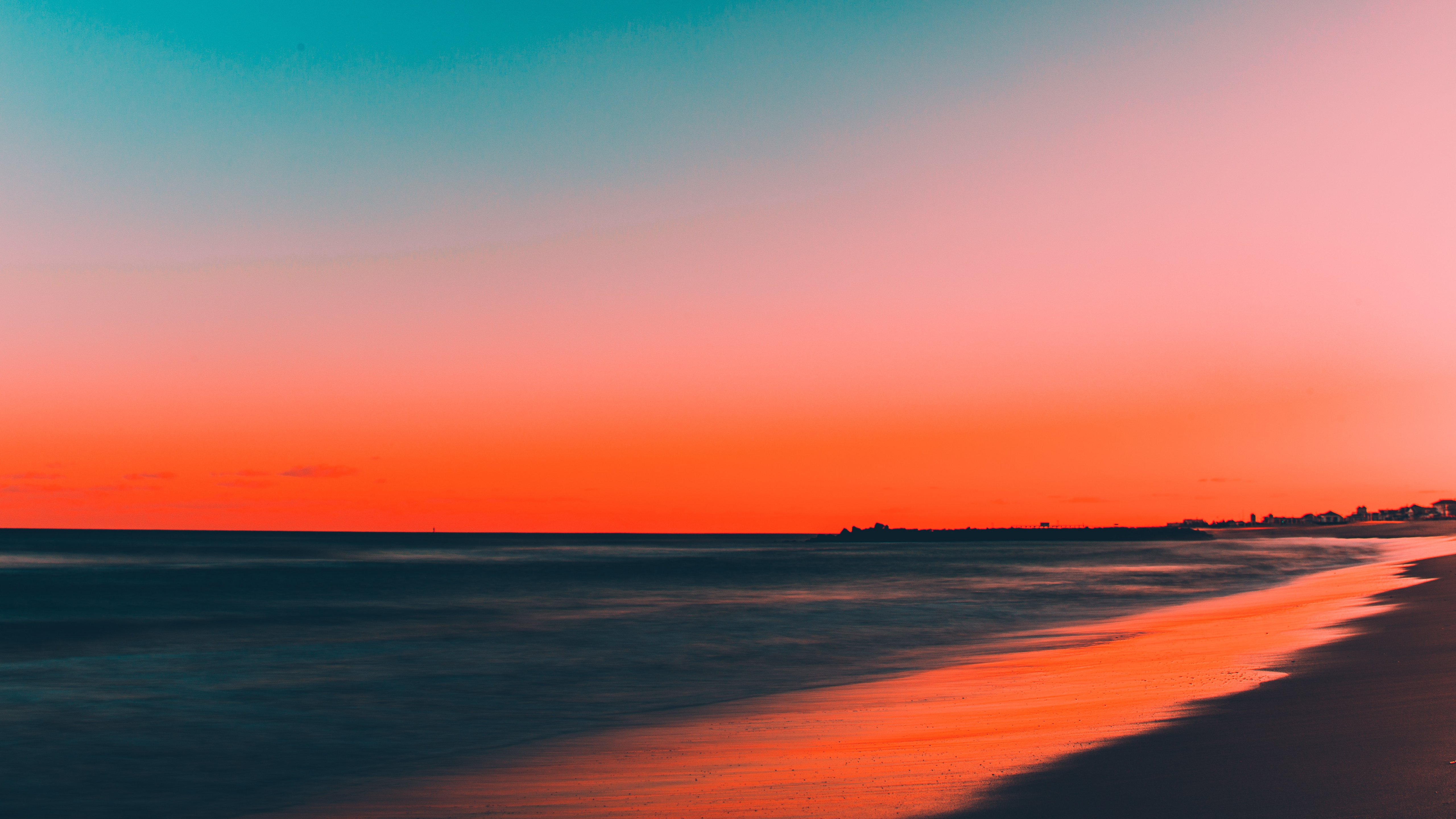 Beach, Clean Sky, Skyline, Sunset, 5120x2880, 5k Wallpaper - Sunset 4k - HD Wallpaper 