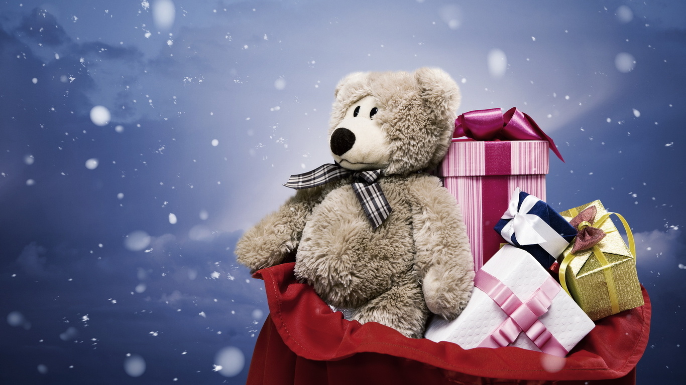 Teddy Bear Hd Wallpaper New Year Gift - Happy Birthday Teddy Bear Background - HD Wallpaper 