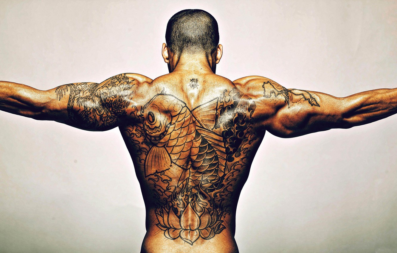 Photo Wallpaper Men, Back, Tattoo - Kazuma Kiryu Tattoo - HD Wallpaper 