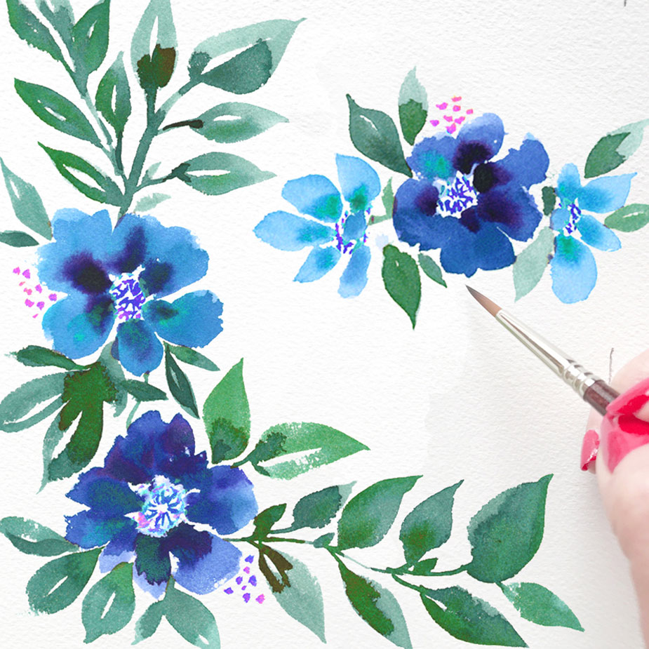 Hand Painted Watercolor Blue Flowers For A Winter Wedding - August 2019 Wallpaper Calendar - HD Wallpaper 