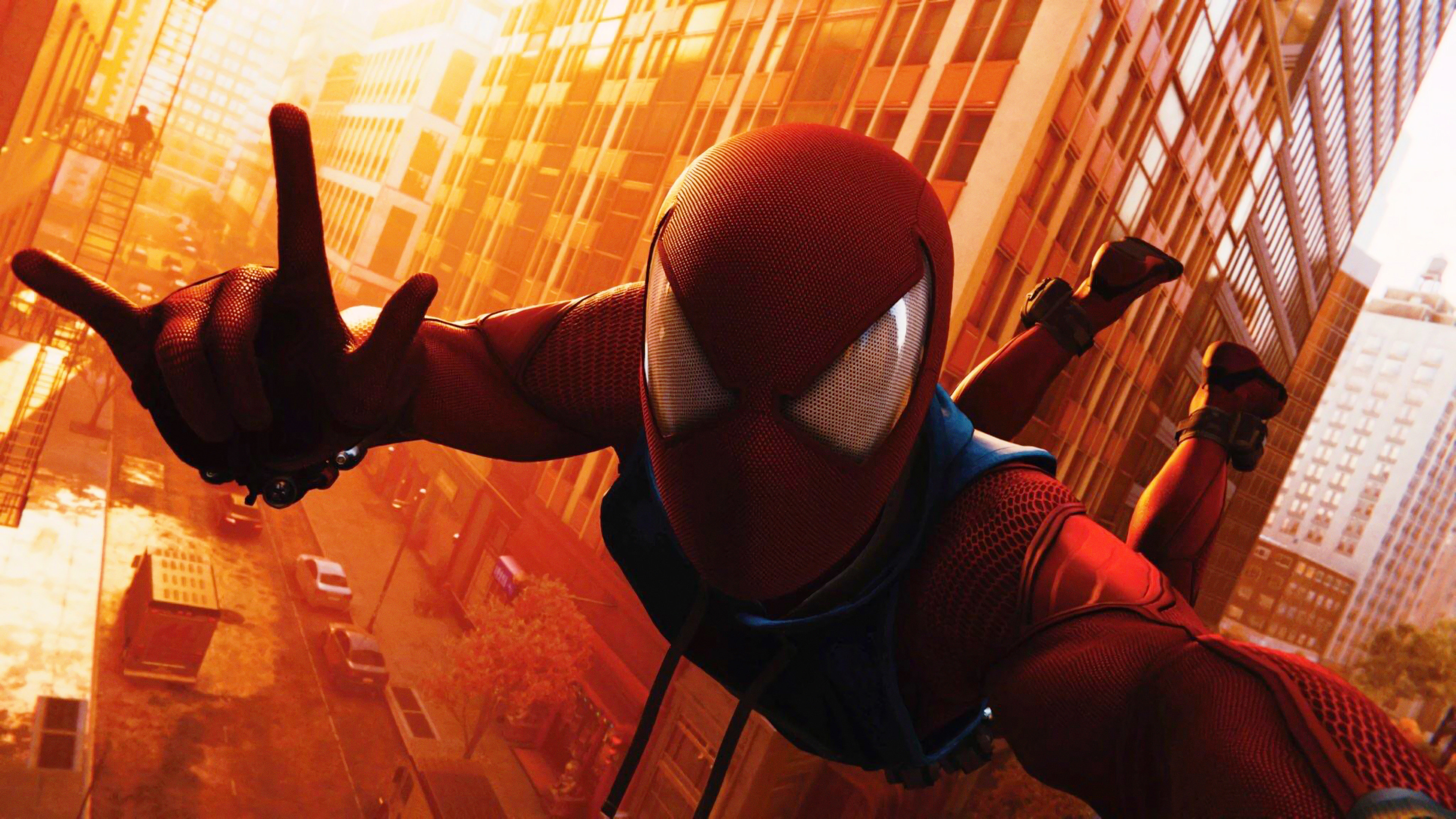 Wallpaper Scarlet Suit, Video Game, 2018, Spider-man - Spider Man Ps4 Selfie - HD Wallpaper 