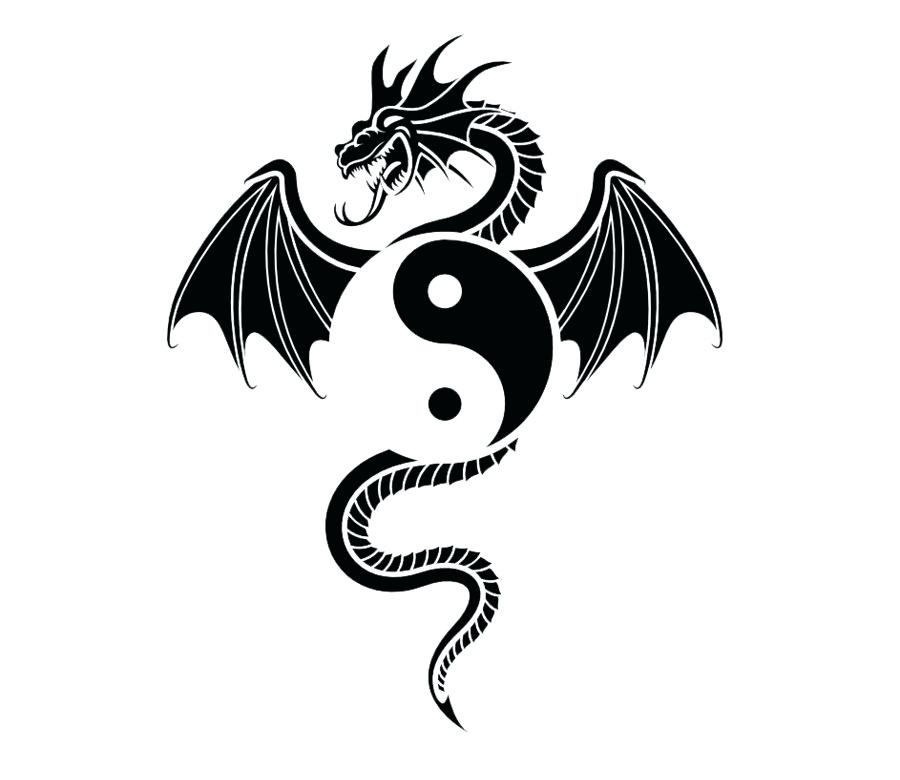 Yin Yang With Dragon - HD Wallpaper 
