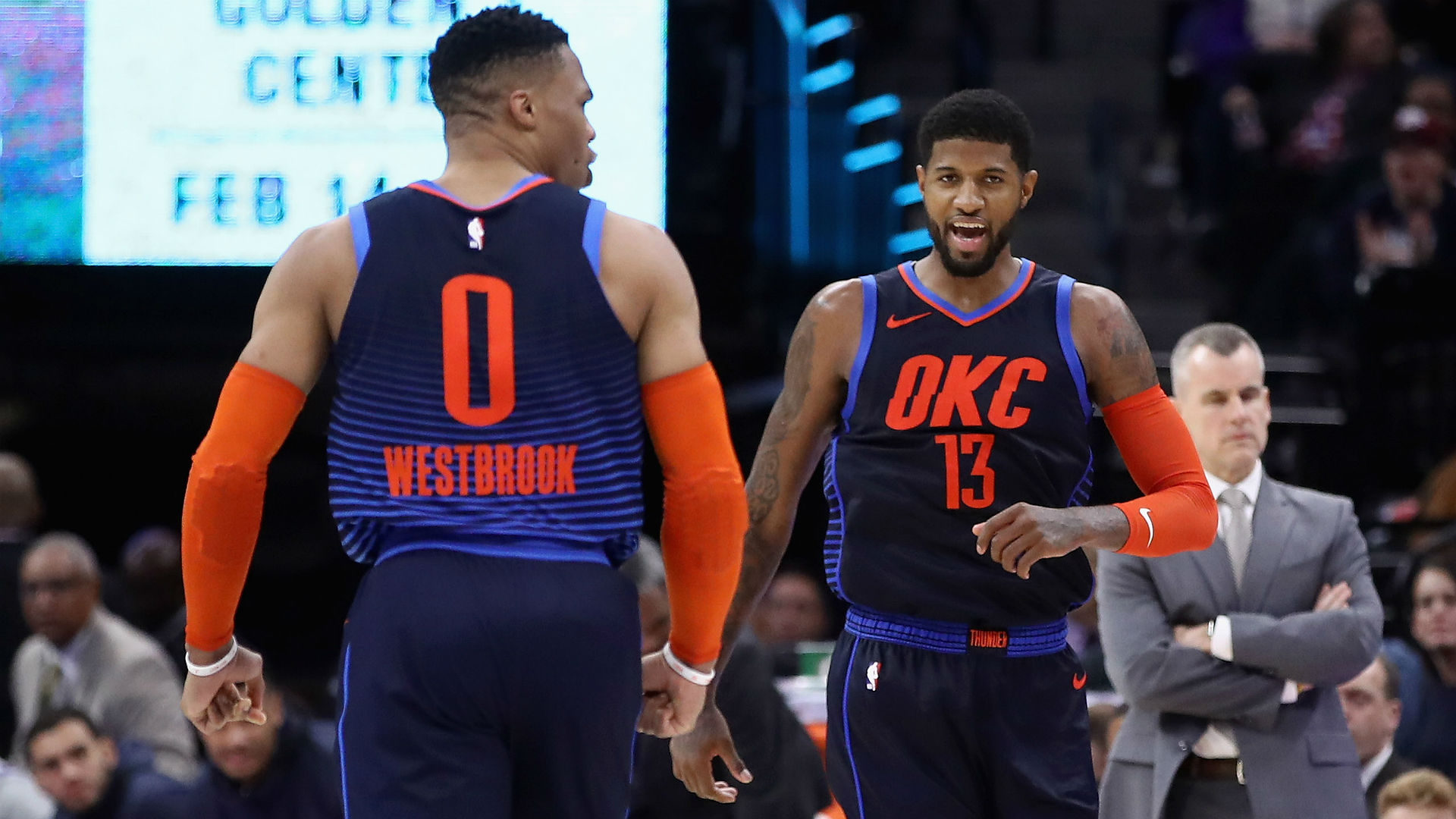 Westbrook Russell Paul George Usnews 021319 Ftr Getty - Westbrook And Paul George - HD Wallpaper 