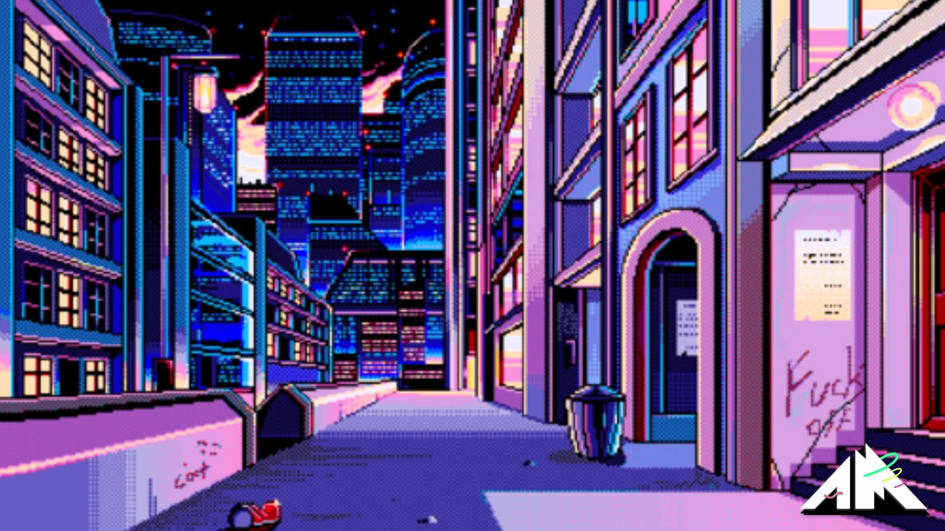 Aesthetic Vaporwave Wallpaper Hd Resolution 
 Data-src - Vaporwave Pixel Art Background - HD Wallpaper 