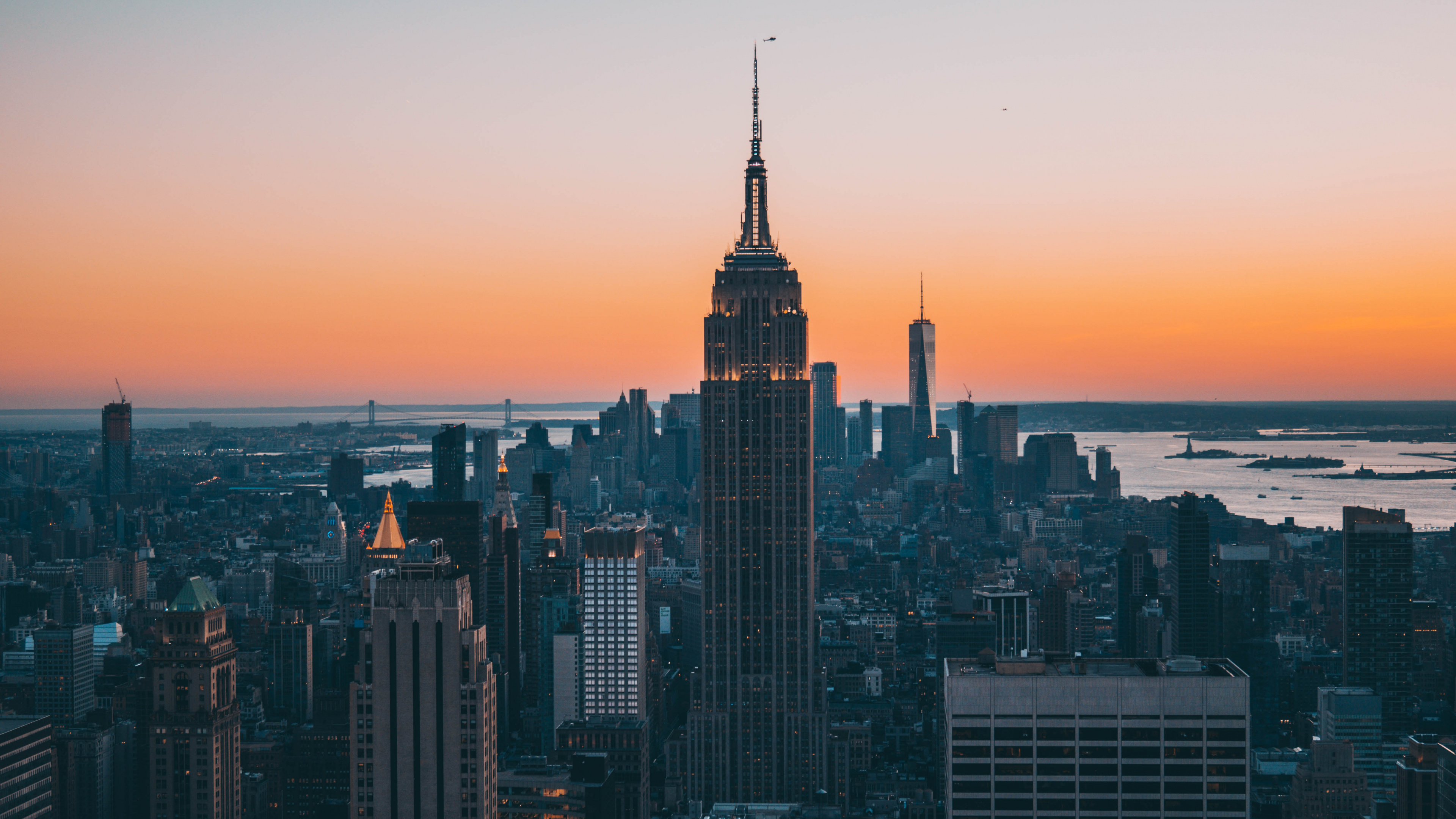 Wallpaper Empire State Building, Sunset, Skyscrapers, - New York City - HD Wallpaper 