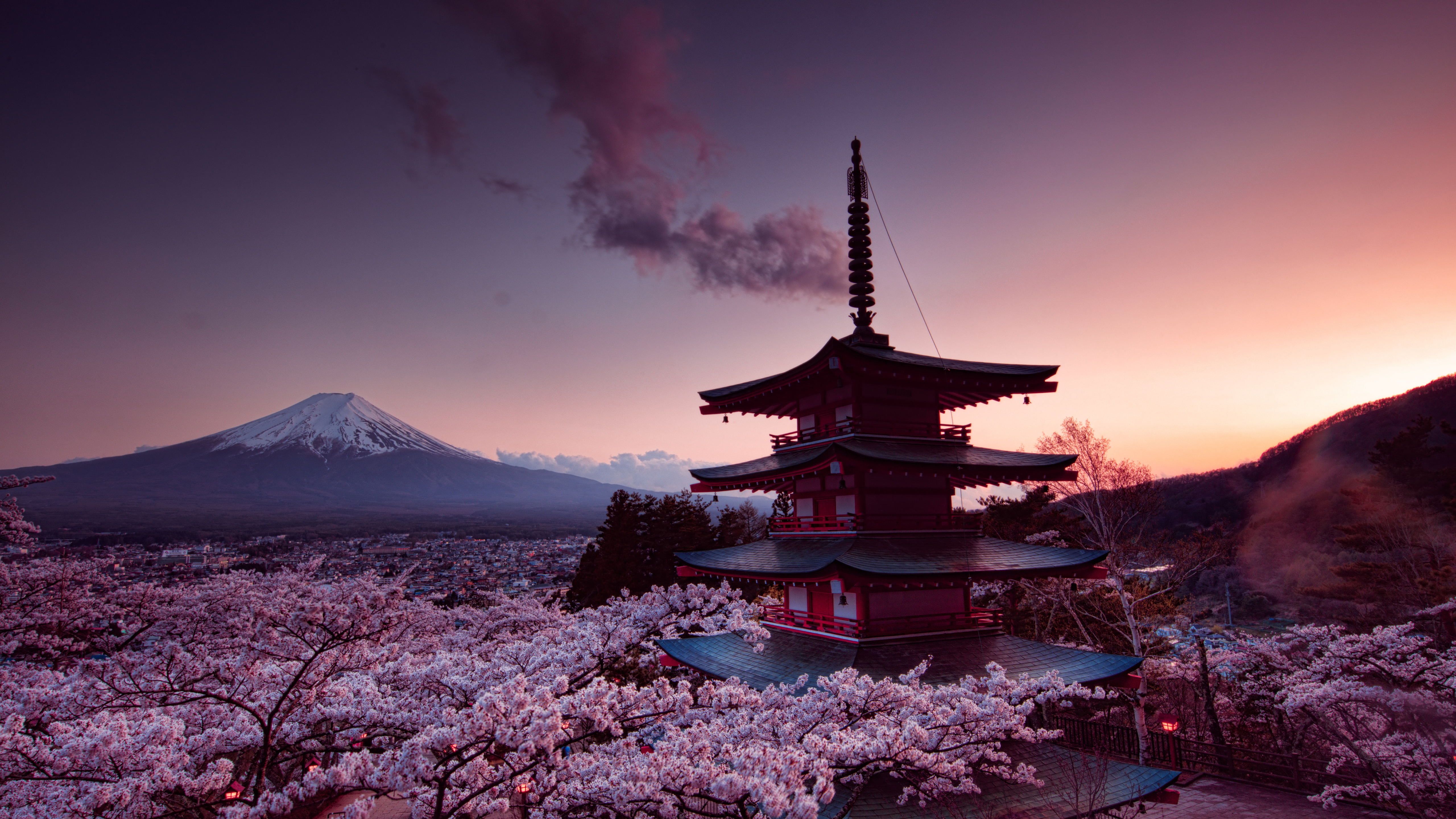 Churei Tower Mount Fuji In Japan 8k 5k Hd 4k Wallpapers - Mount Fuji - HD Wallpaper 