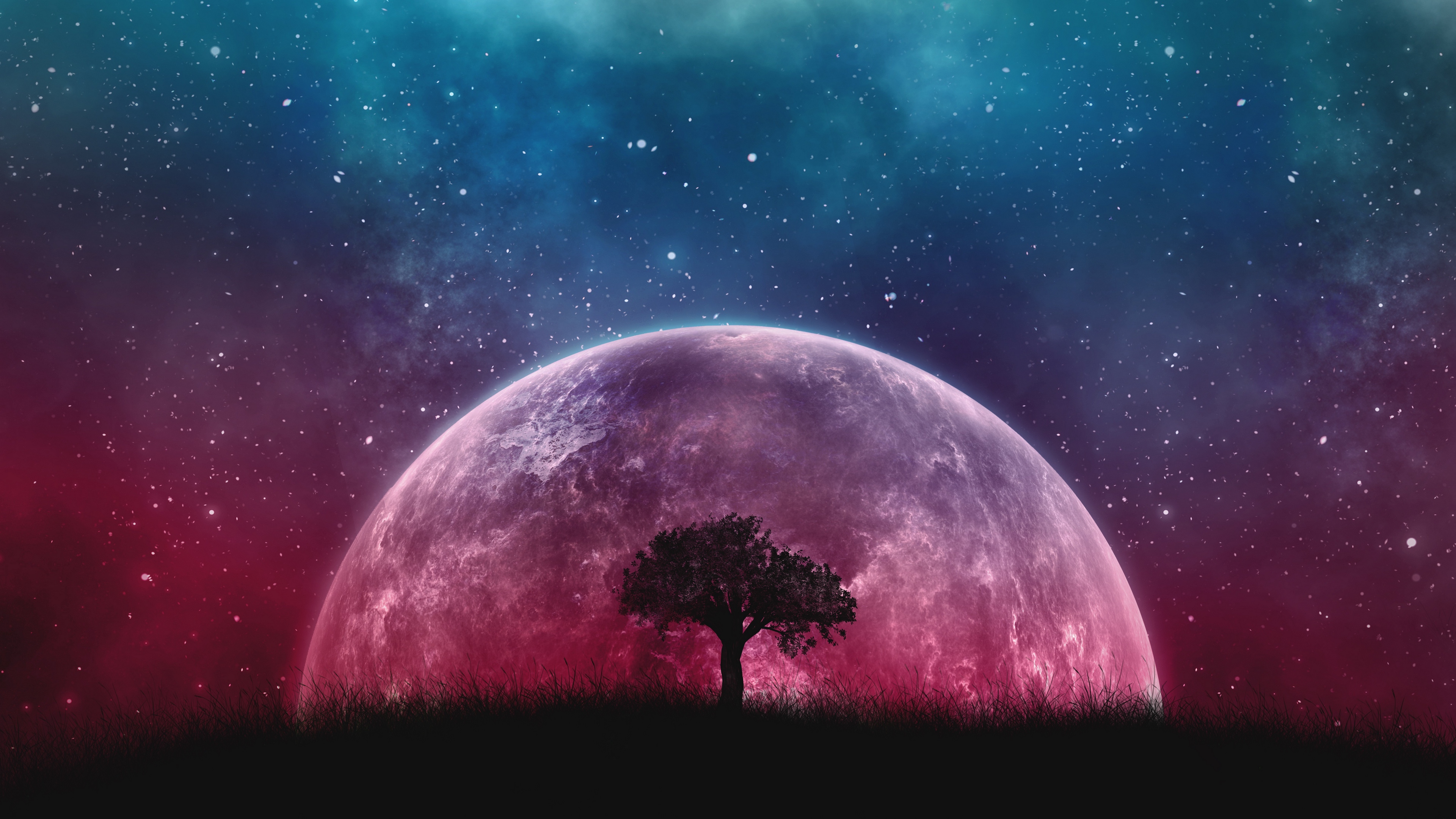 Wallpaper Tree, Planet, Stars, Galaxy, Art - Galaxy Wallpaper For Laptop - HD Wallpaper 