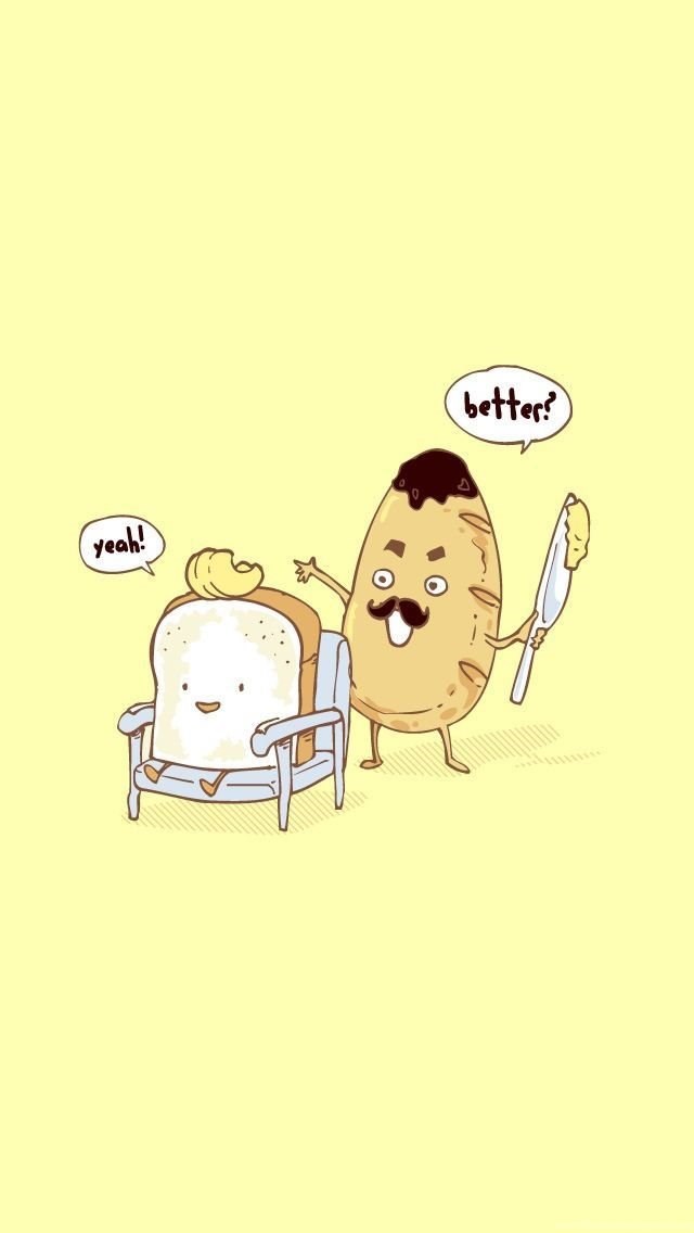 Funny Iphone Wallpapers On Pinterest - Funny Cute Food Cartoons - 640x1136  Wallpaper 