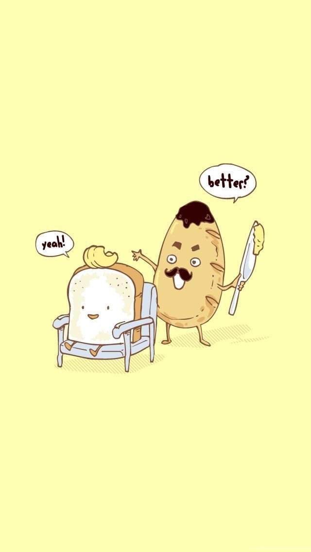 Funny Iphone Wallpapers On Pinterest - Funny Cute Food Cartoons - HD Wallpaper 