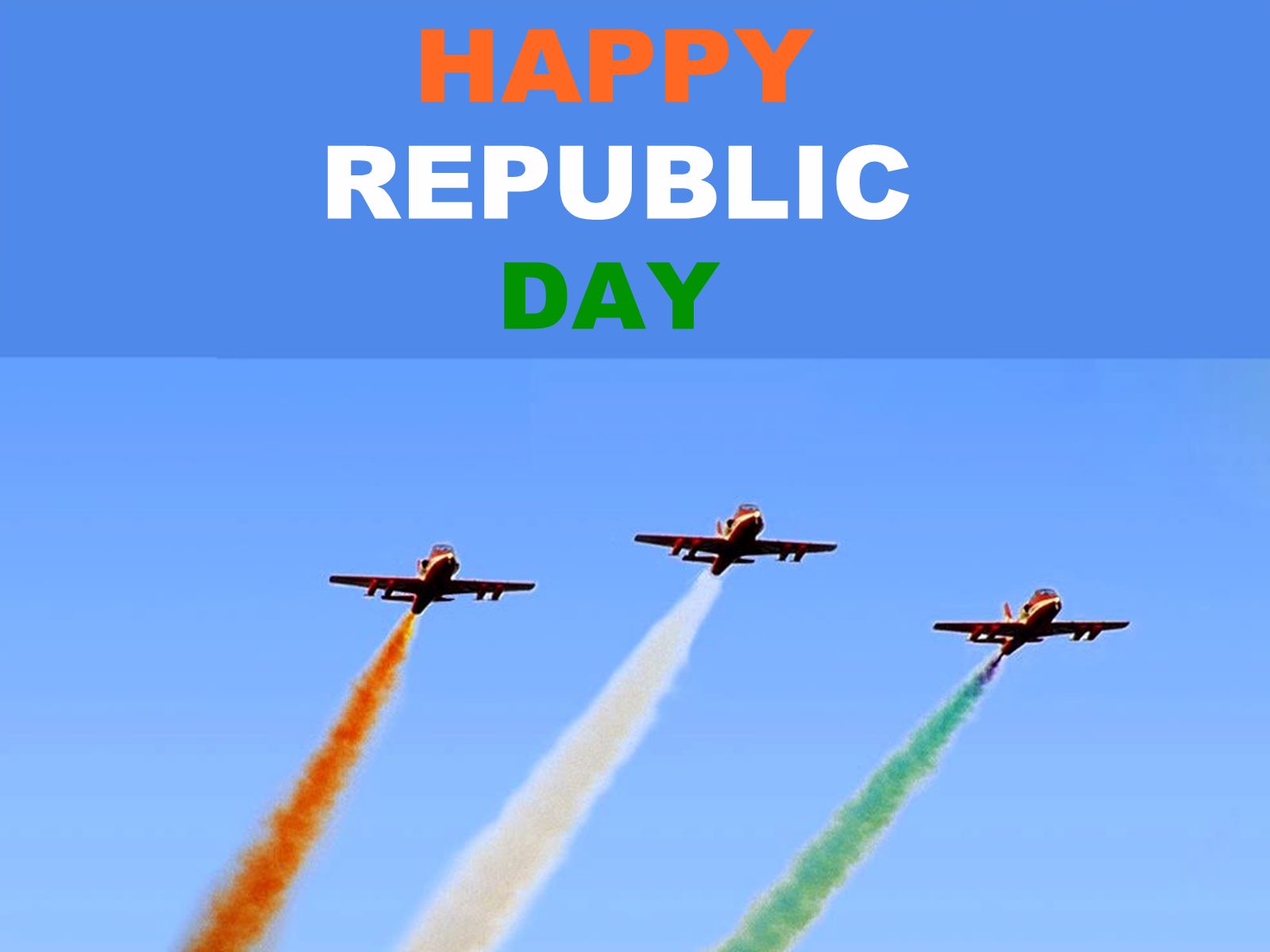 Happy Republic Day Air Show Tiranga Flag Pics Hd Wallpaper - Happy Republic Day On Tiranga - HD Wallpaper 