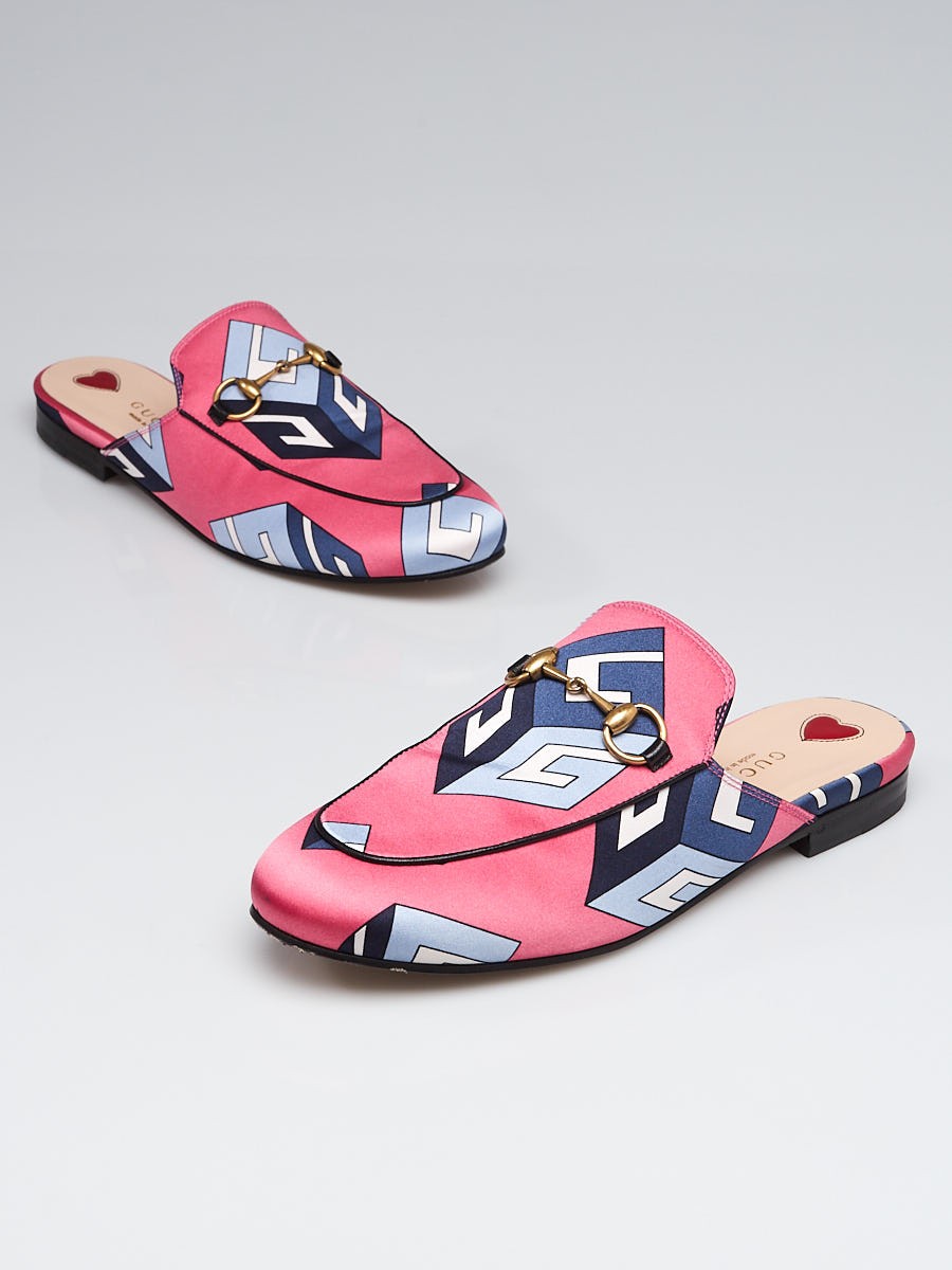 Gucci Pink Gg Wallpaper Print Satin Princetown Slippers - Princetown Gg Wallpaper Slipper - HD Wallpaper 