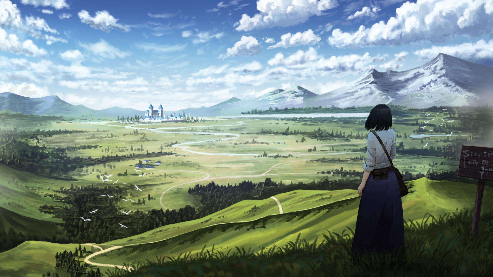 Wallpaper Outdoor, Original, Anime Girl, Landscape, - Anime Desktop Wallpaper 4k - 2048x1152 Wallpaper Wallpaper Outdoor, Original, Anime Girl, Landscape, - Anime Desktop Wallpaper 4k - 2048x1152 Wallpaper