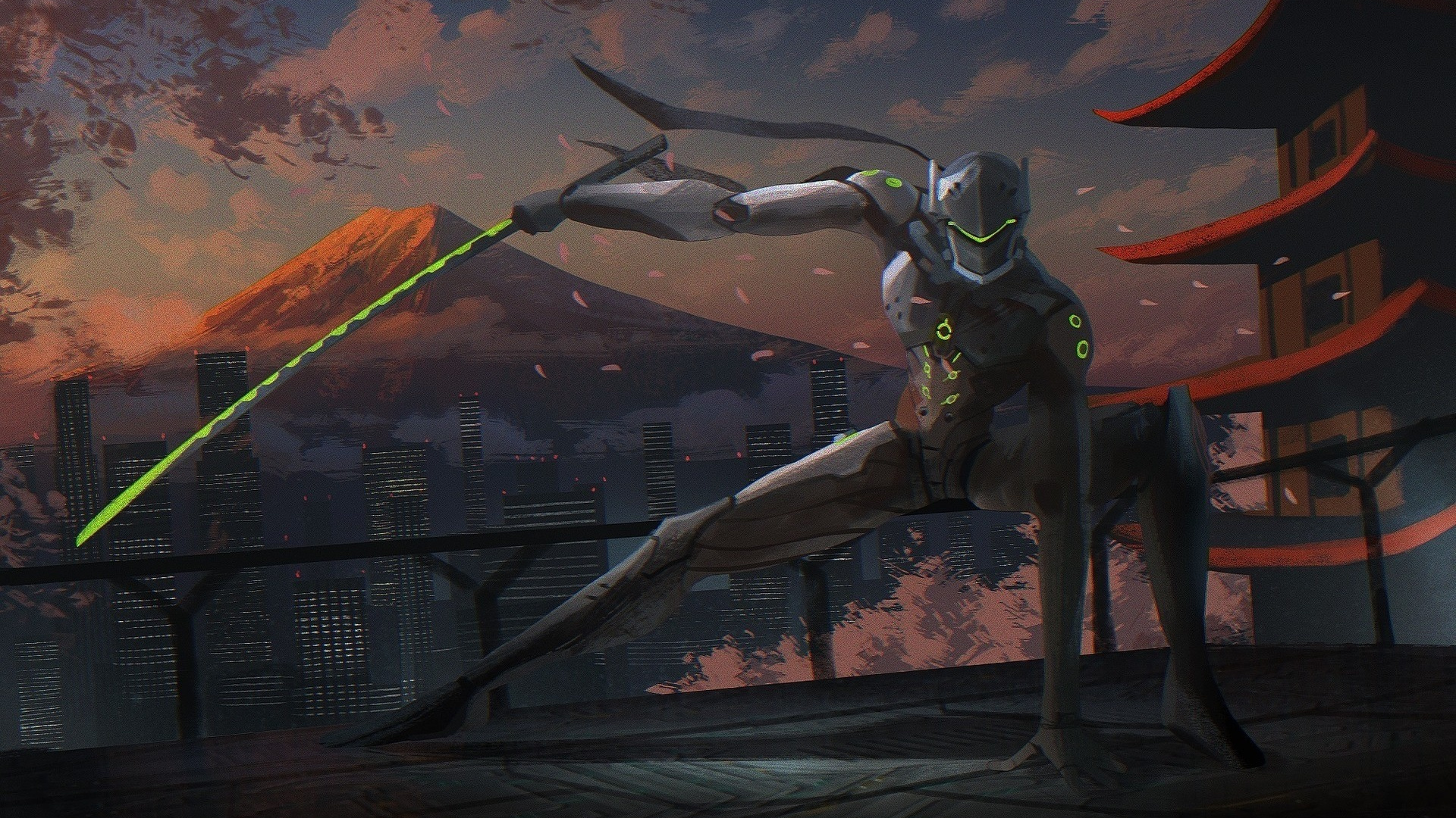 Wallpaper Genji, Warrior, Artwork - Hd Genji - HD Wallpaper 