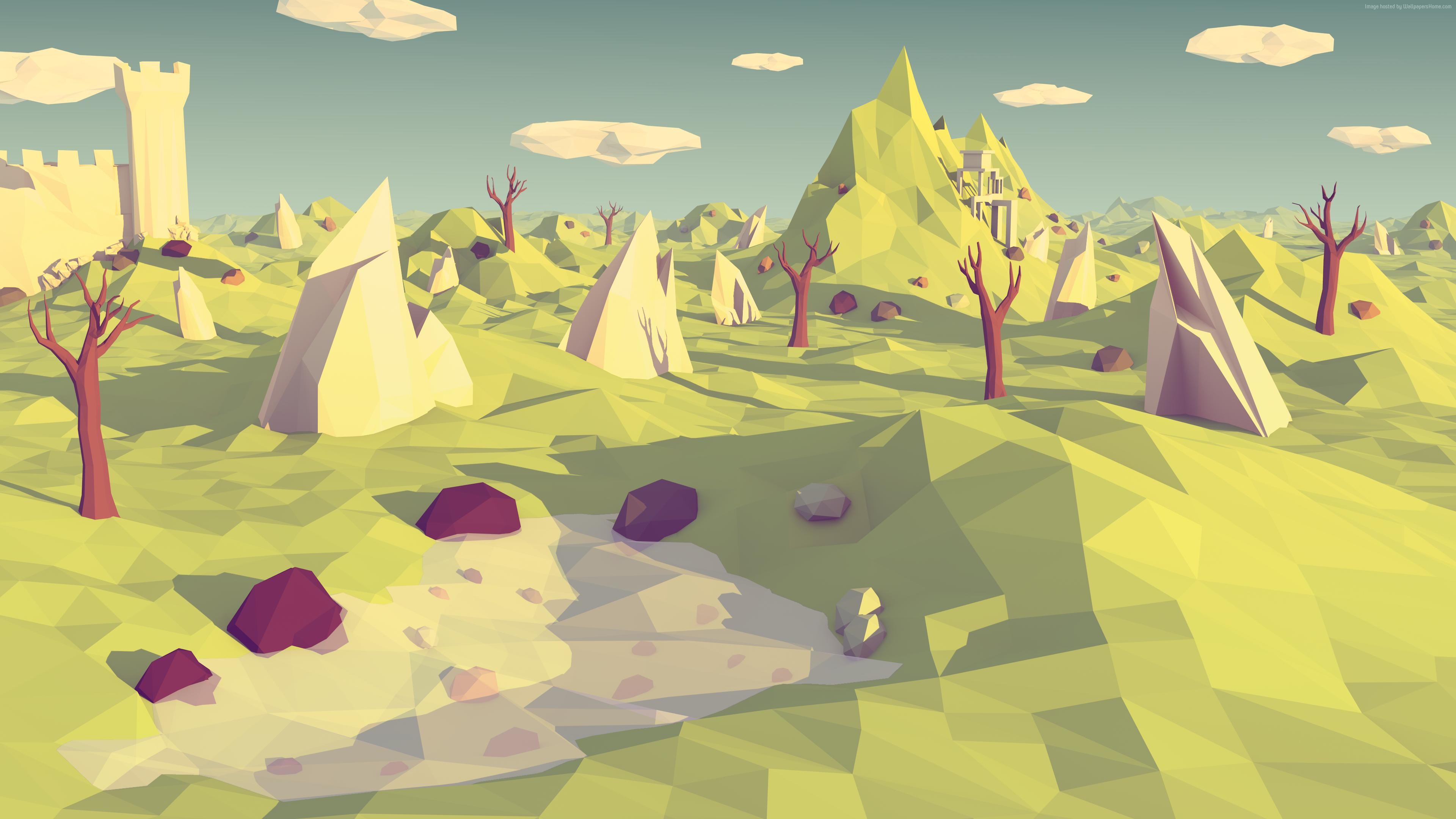 Landscape Low Poly Background - HD Wallpaper 