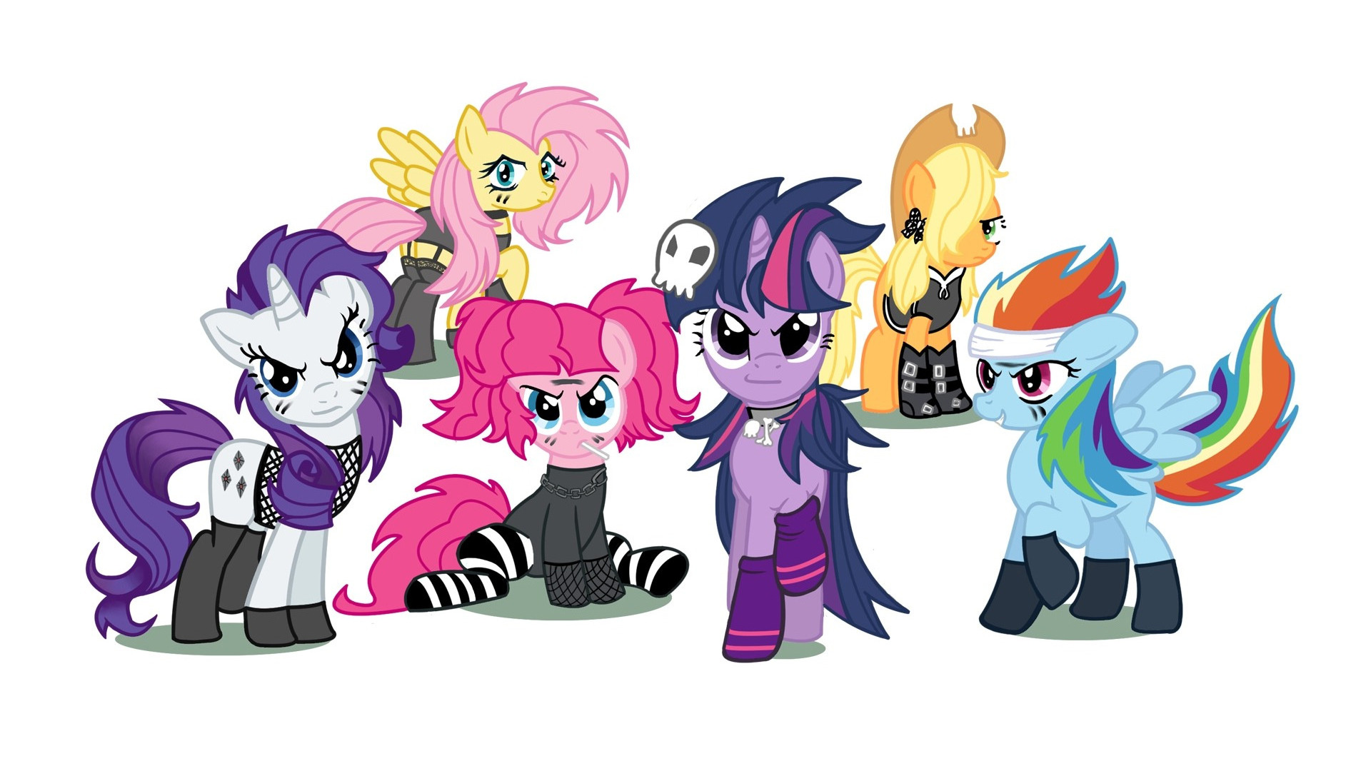 Rainbow Dash Pinkie Pie Rarity Fluttershy Twilight - My Little Pony Punk - HD Wallpaper 