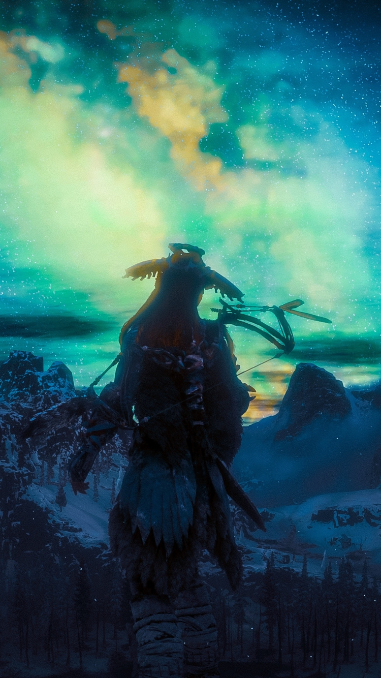 Northern Lights, Aloy, Video Game, Horizon Zero Dawn, - 1080p Horizon Zero Dawn Desktop Background - HD Wallpaper 