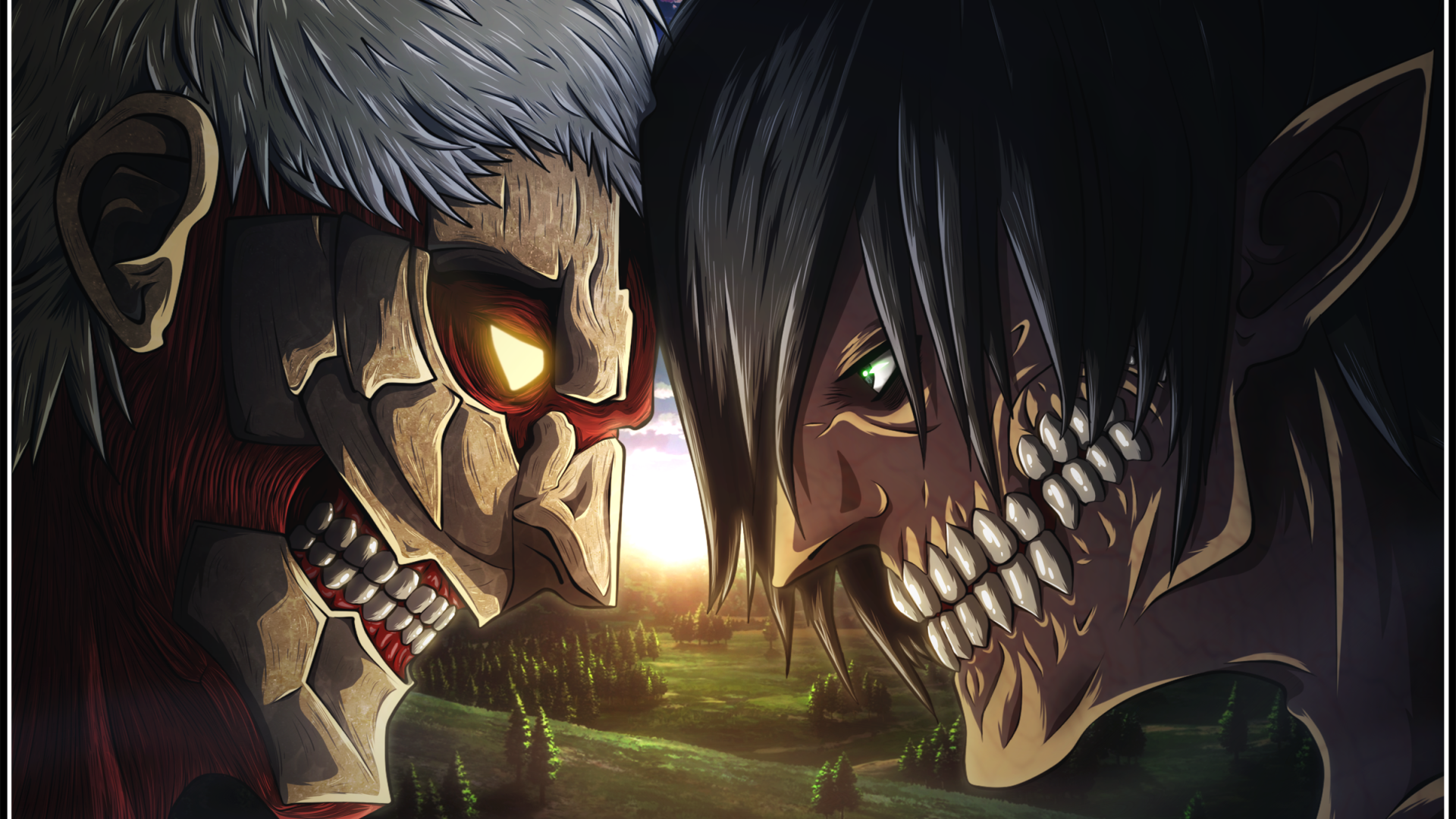 Eren Titan Vs Reiner - HD Wallpaper 