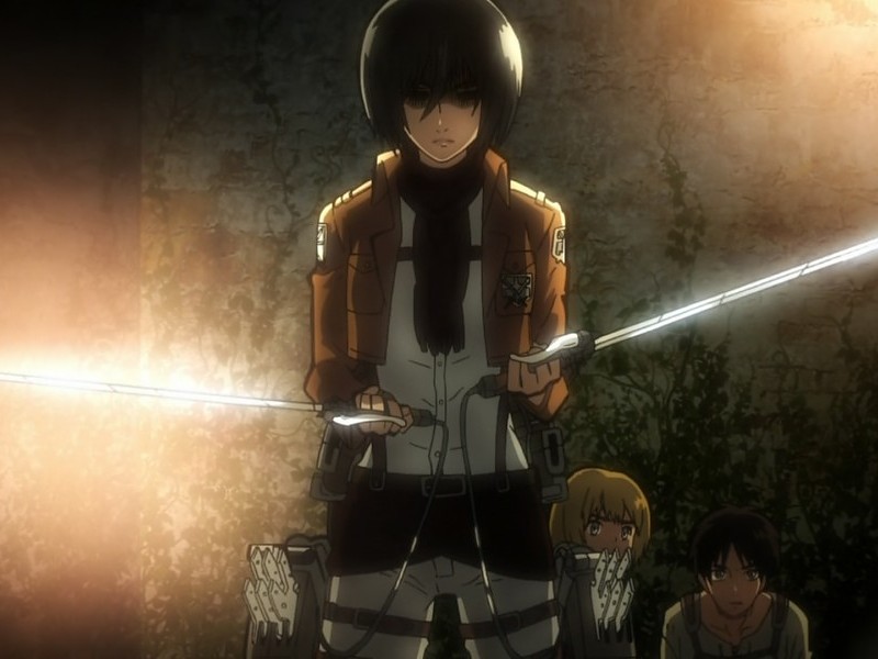 Attack On Titan Wallpaper In Hd - Mikasa Protecting Eren - HD Wallpaper 