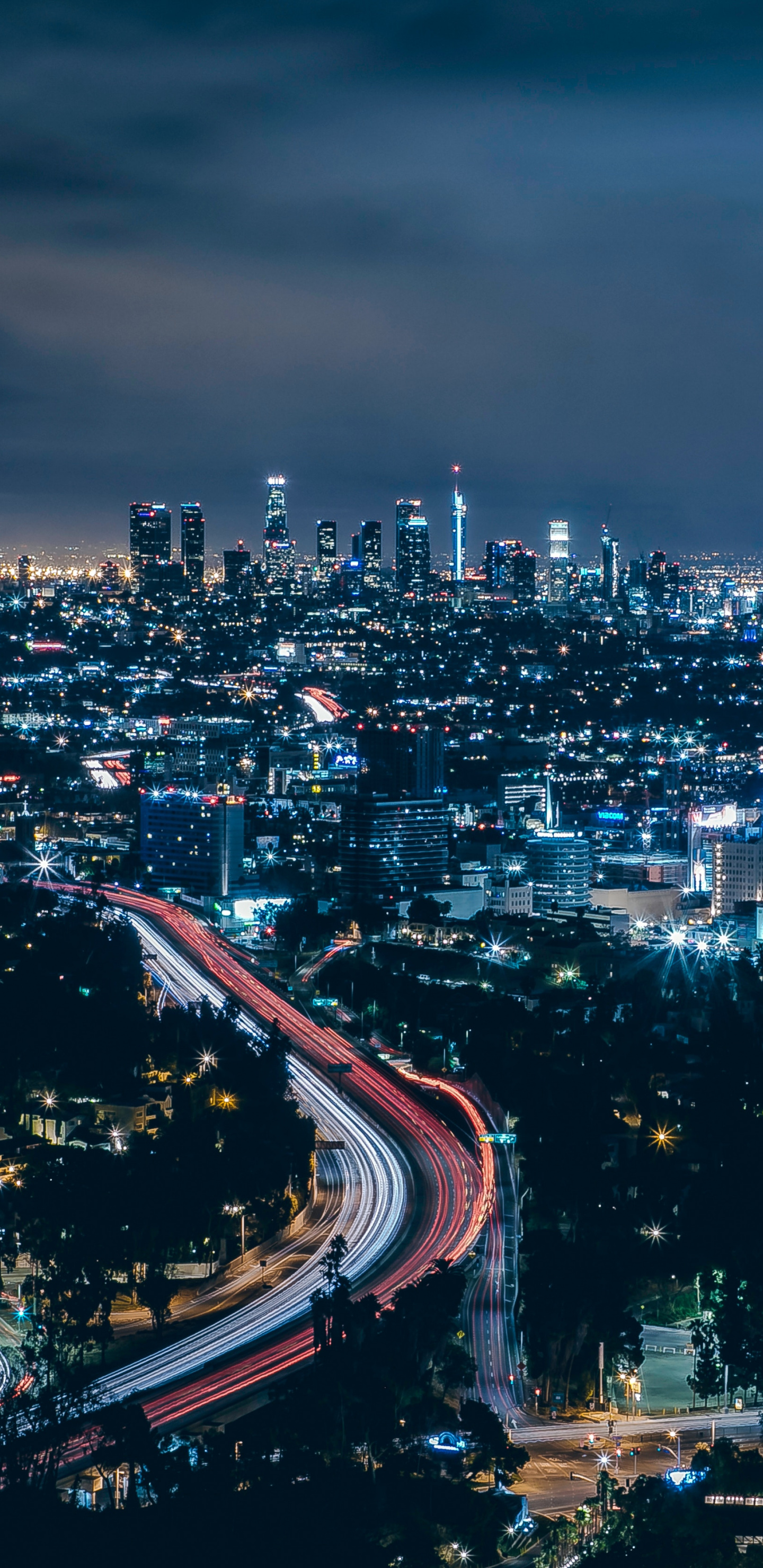 Los Angeles, City, Skyscrapers, Night, Wallpaper - Los Angeles Background Iphone - HD Wallpaper 