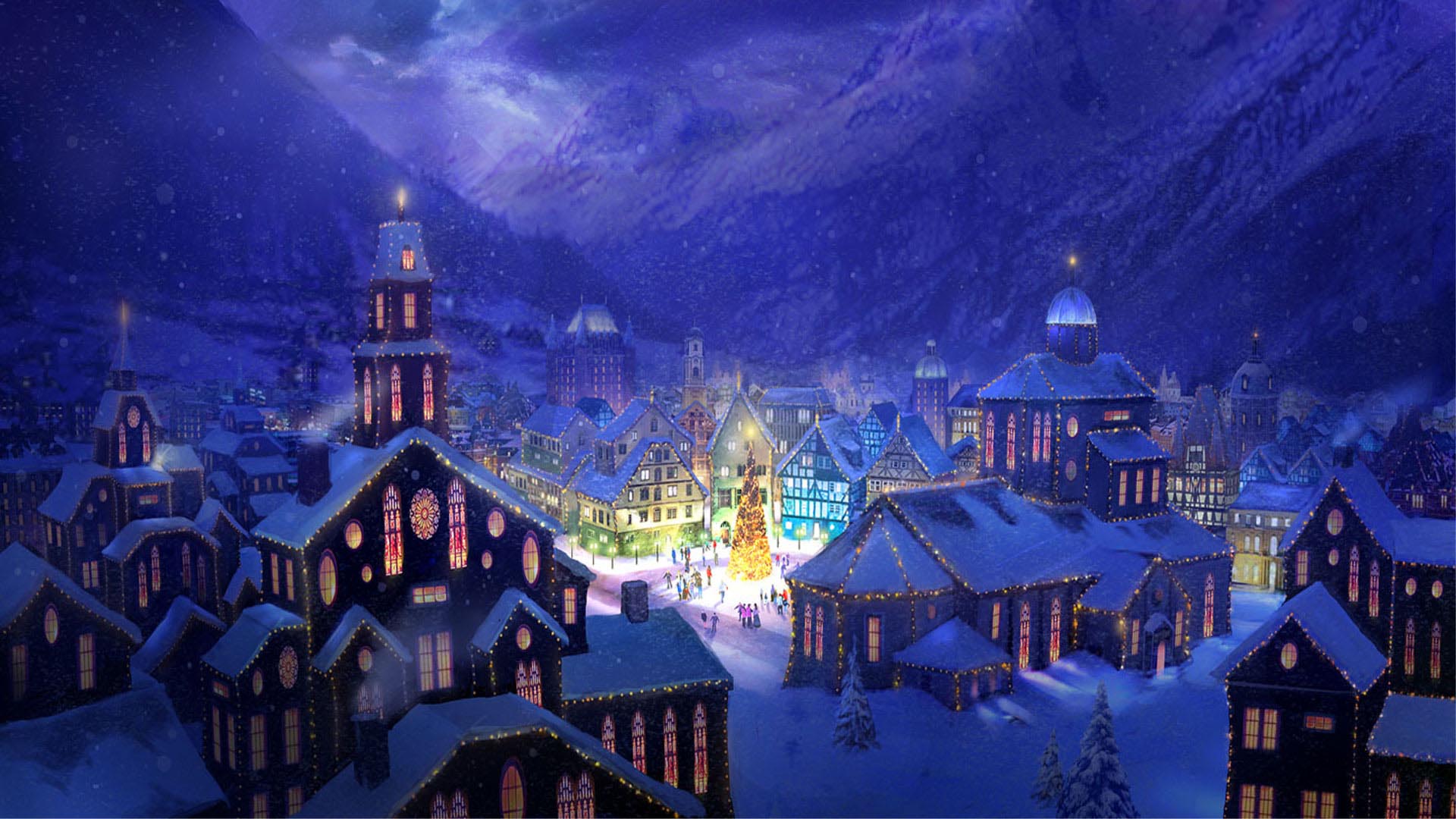 Hd Christmas Village Wallpapers Desktop - Christmas Town - HD Wallpaper 