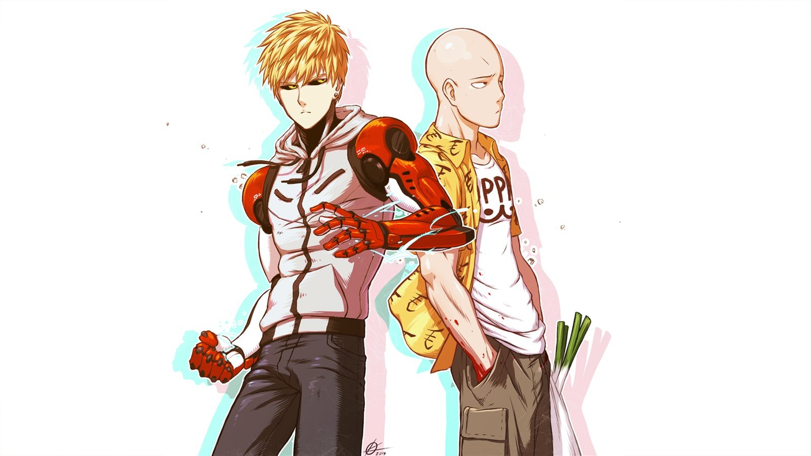Free One-punch Man High Quality Wallpaper Id - One Punch Man And Genos - HD Wallpaper 
