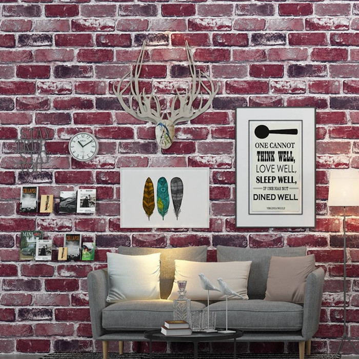 Red Brick Design Wallpaper For Living Room Bedroom - Wall Wallpaper Design For Clothes Shop - HD Wallpaper 