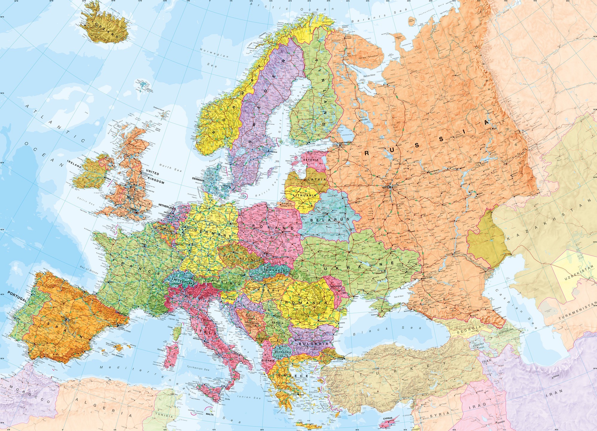 Political Europe Map Wallpaper Mural 
 Data Src Popular - Map Of Europe - HD Wallpaper 