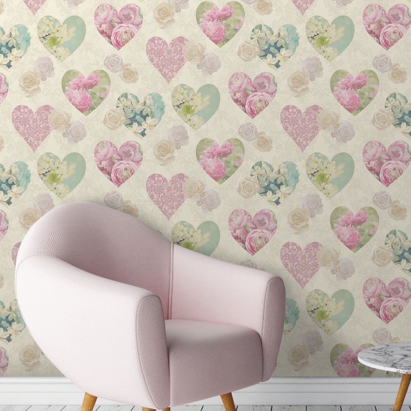 Heart Themed Wallpaper Girls Bedroom Pink Various Designs - Fine Decor Novelty Heart - HD Wallpaper 