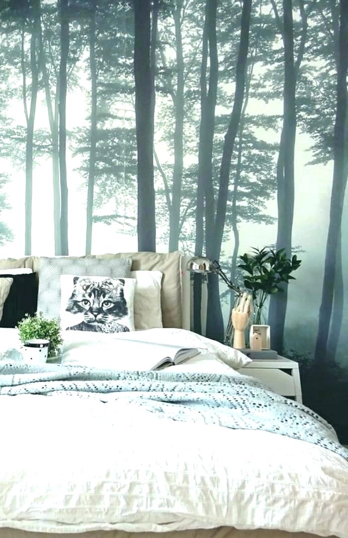 Glitter Wallpaper For Bedroom Black Wallpaper For Bedroom - Bedroom With Wallpaper With Dark Forest - HD Wallpaper 