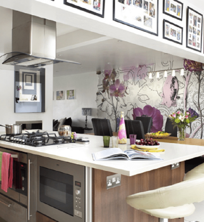 Purple Wallpaper - Dining Room Kitchen Wallpaper Ideas - HD Wallpaper 