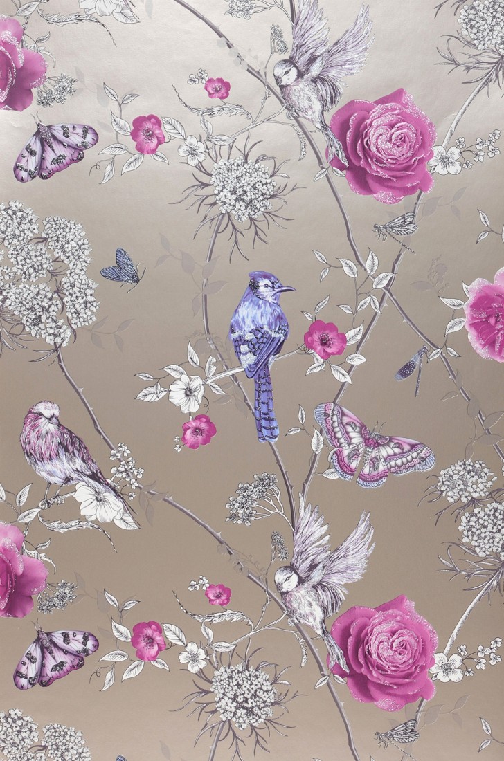 Papier Peint Mauve Oiseaux - HD Wallpaper 