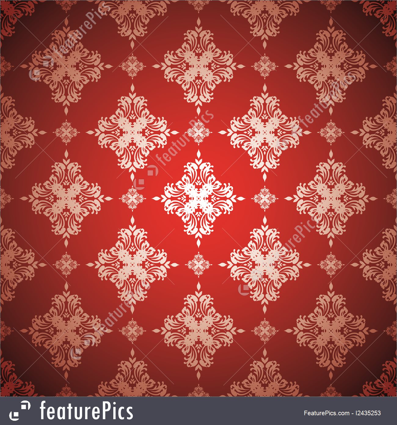 Red And Silver Seamless Wallpaper Design With Floral - Red Wallpaper Design Floral - HD Wallpaper 