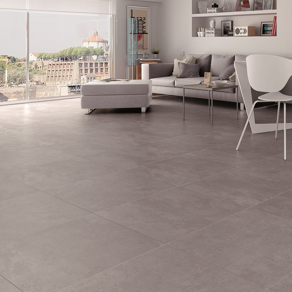Large Matt Grey Floor Tiles - HD Wallpaper 