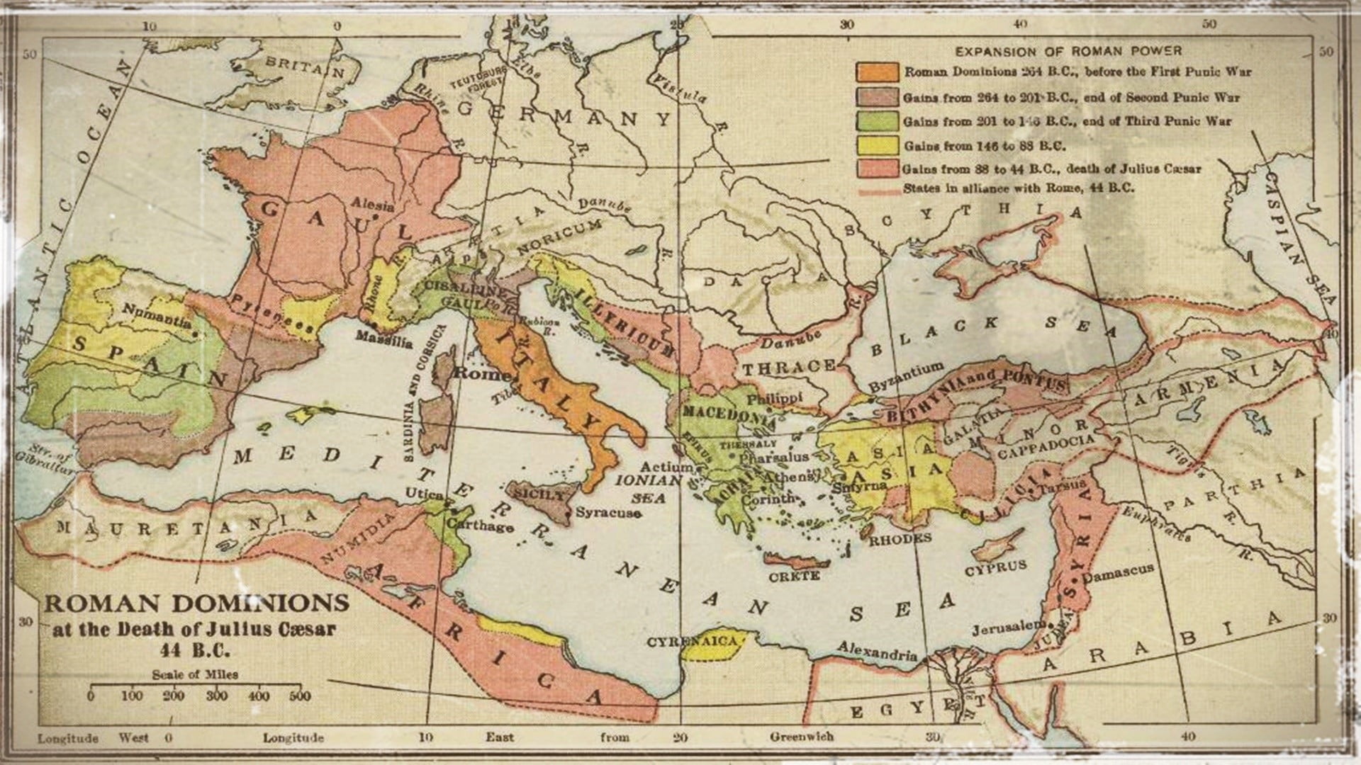 Julius Caesar Ancient Rome Map - HD Wallpaper 