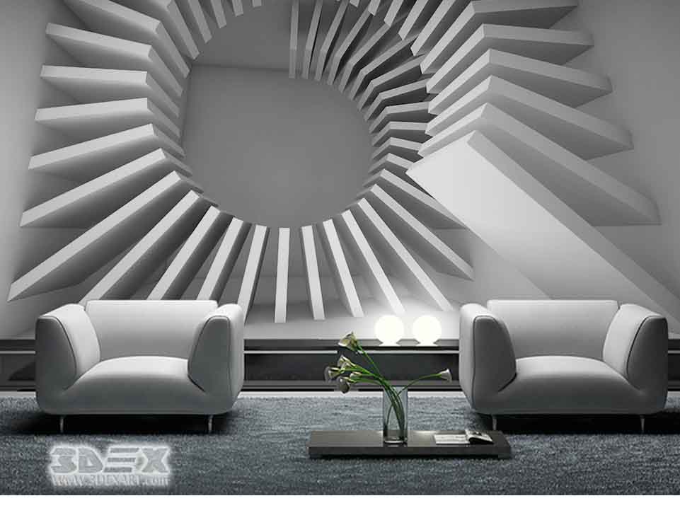 3d Wallpaper Images For Living Room Interior Walls - Black And Grey Wallpaper Living Room 3d - HD Wallpaper 