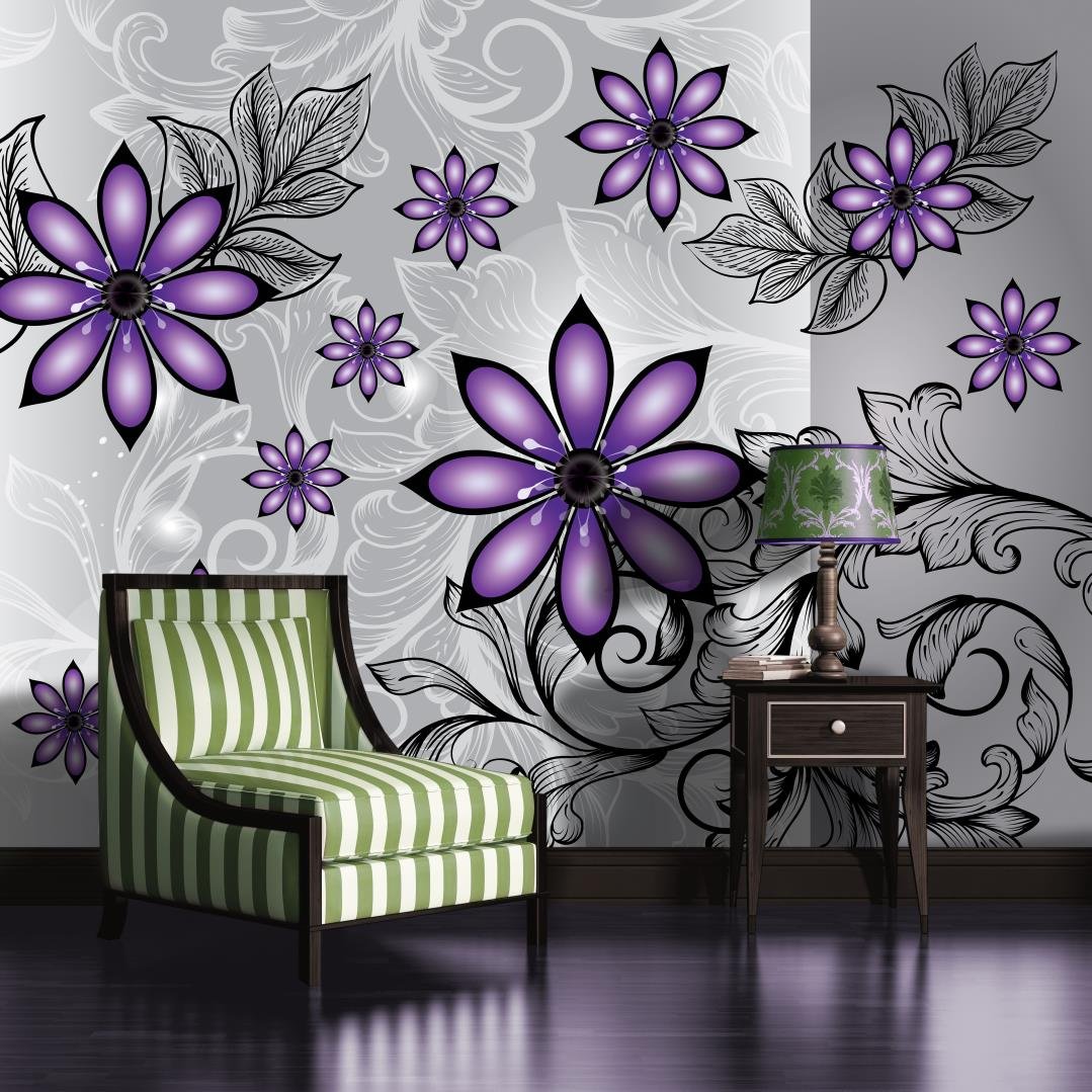 Silver And Purple Wall Mural - HD Wallpaper 