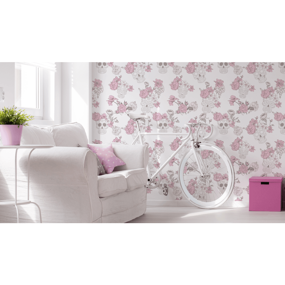 Skull With Pink - HD Wallpaper 