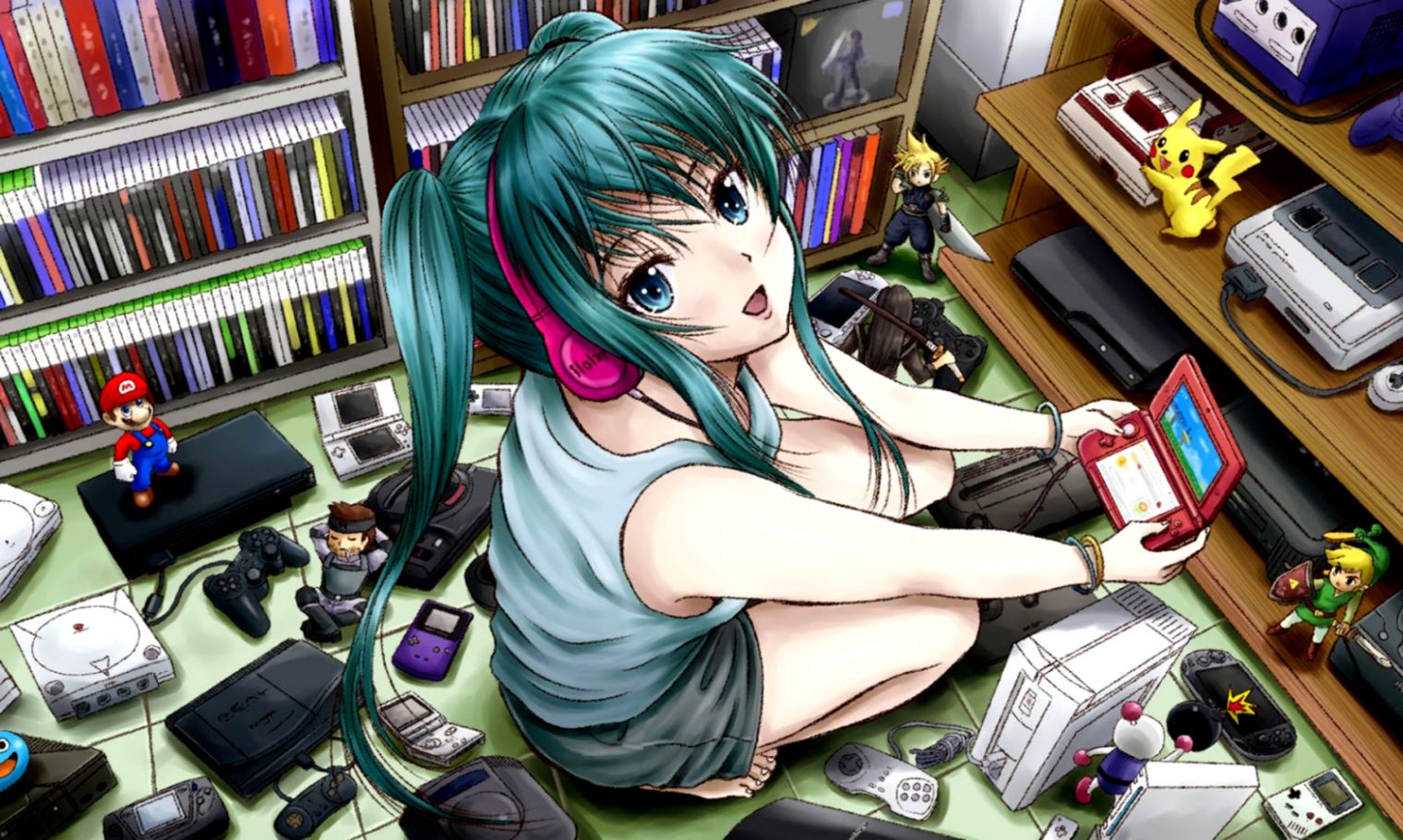 Miku Hatsune Cute Headset Playing Video Games Anime - Video Games And Anime - HD Wallpaper 