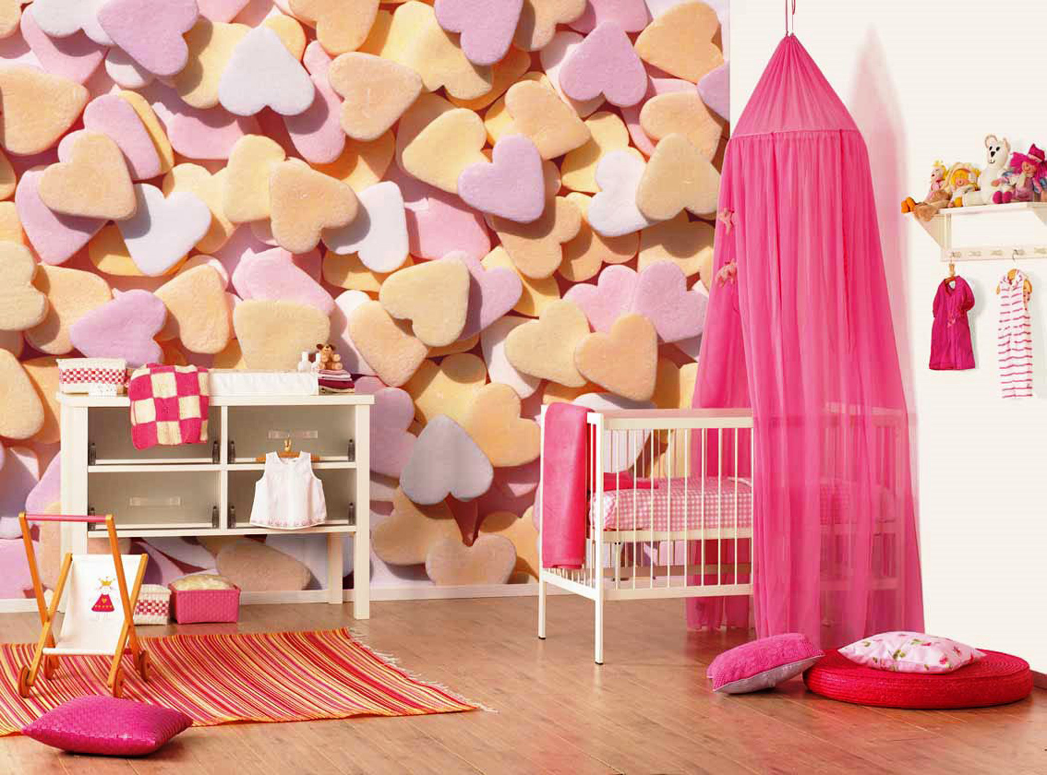 Bedroom Girls Design With White Canopy Bed Pink And - Babies Rooms - HD Wallpaper 