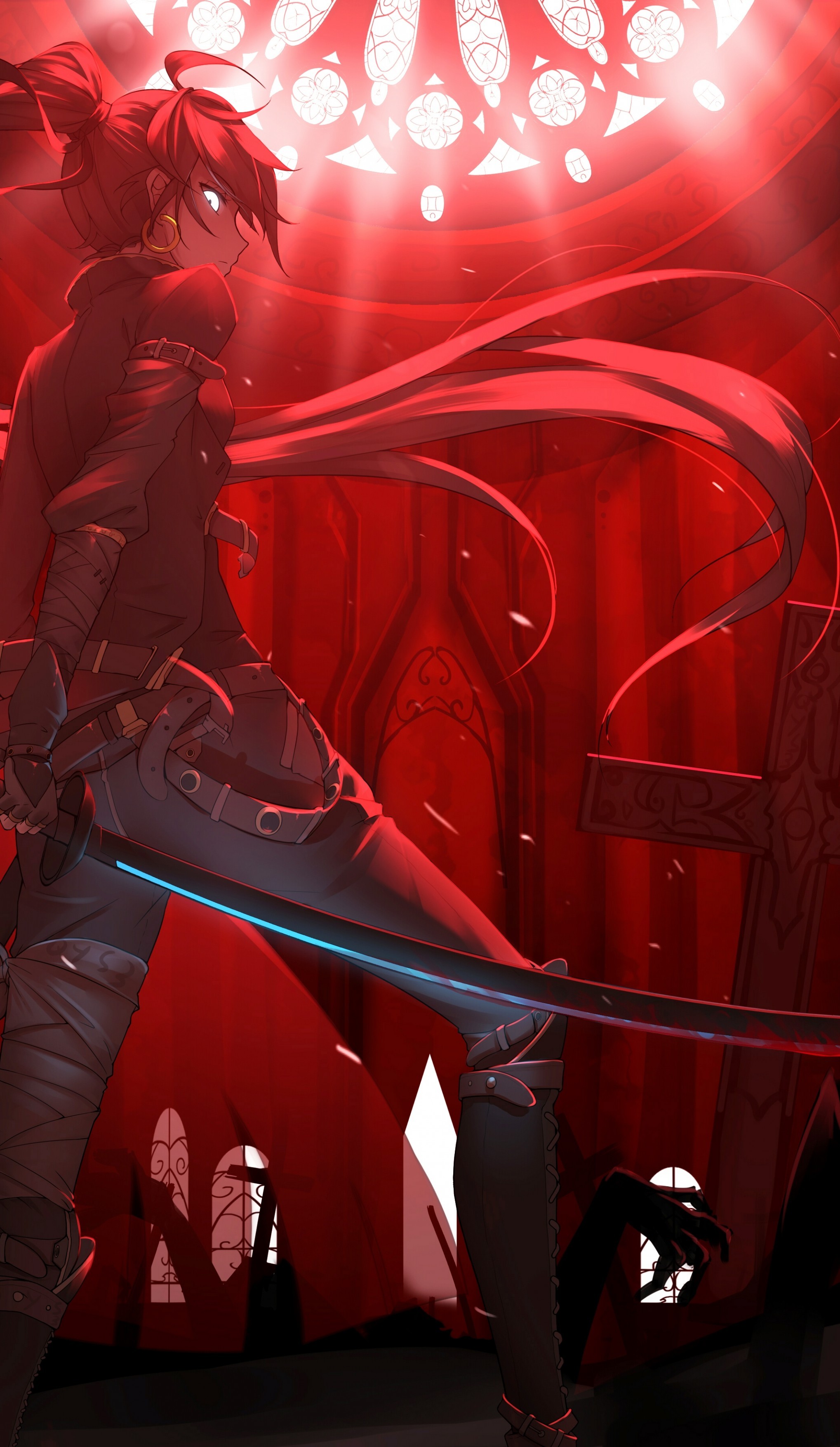 Anime Girl Sword Back View Dark Theme Mafia The Brigade Of The Knowledge Seekers 2037x3508 Wallpaper Teahub Io